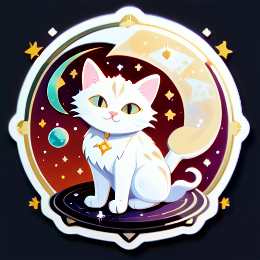 Astrologist white cat sticker