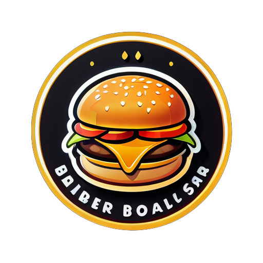 logo, un logo para una tienda de hamburguesas, comida, fondo oscuro sticker