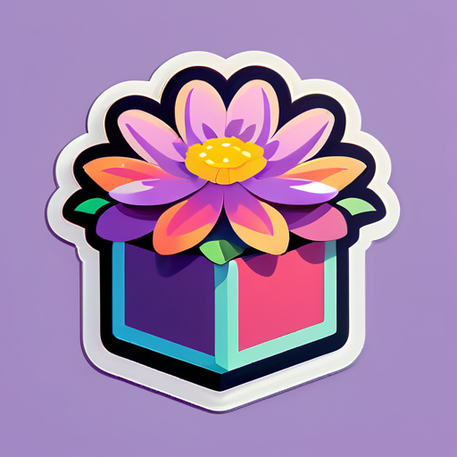 Eine offene Box auf einer Blume sticker