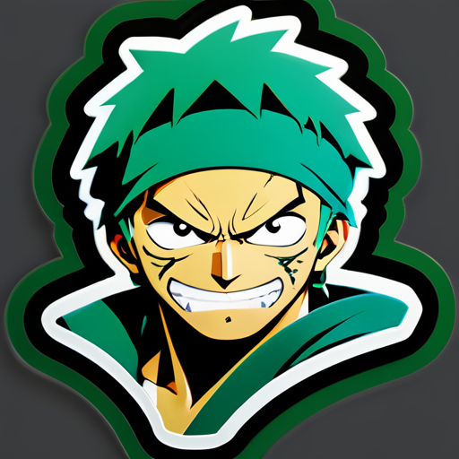 Erstelle einen Zoro aus einem Sticker von One Piece sticker