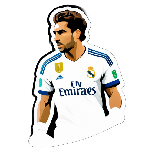 a sticker of Real Madrid FC football player, no background, minimalism