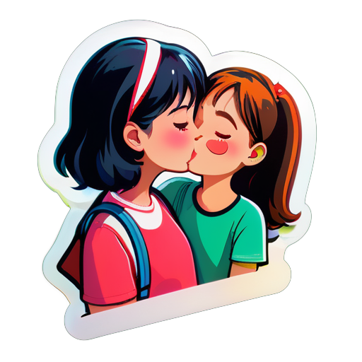 Generar pegatina con chica besando a chica sticker