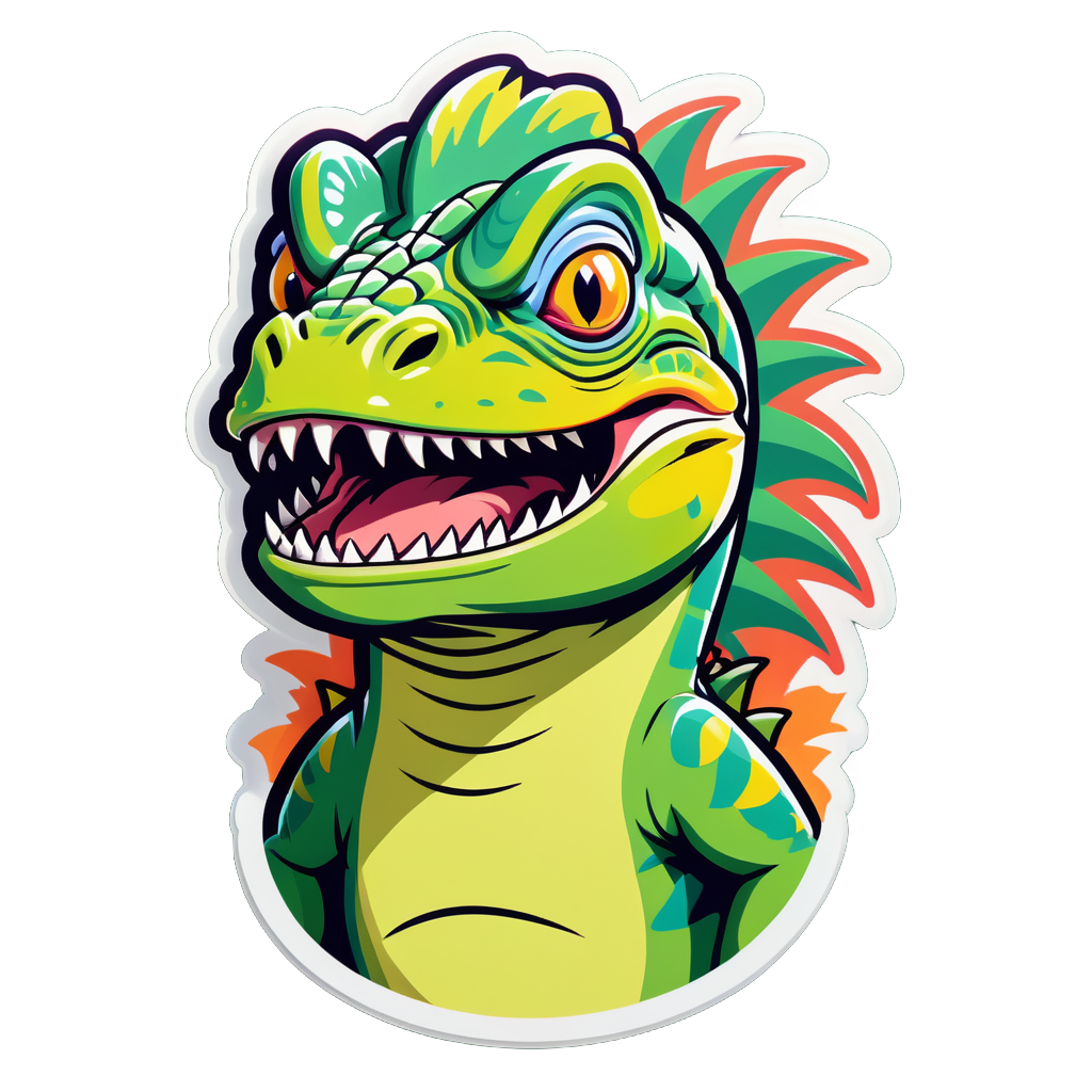 Alarmed Iguana Meme sticker