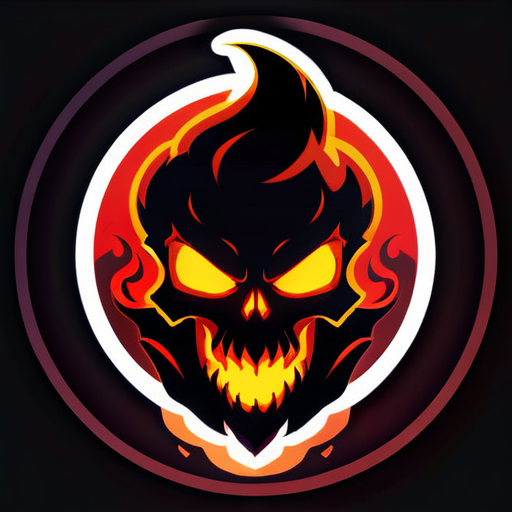 Descripción del Sticker "Clan Infernal":

1. Forma y Fondo:

El sticker tiene una forma circular para facilitar su aplicación en diferentes plataformas. El fondo es un degradado de tonos rojos y negros, evocando un ambiente ardiente y misterioso.
2. Elemento Principal:

En el centro, destaca una calavera con detalles en rojo y negro. La calavera tiene una expresión feroz y está envuelta en llamas, sticker