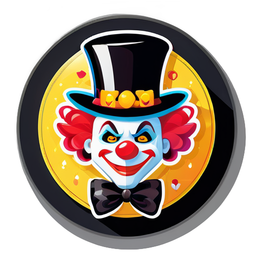 April Fools' Day runder Profilbilderrahmen Clown Karneval Luftballons Zauberbox Zauberhut Maske schwarzer Hintergrund Schleife Rutsche Spielkarten Zauberer sticker