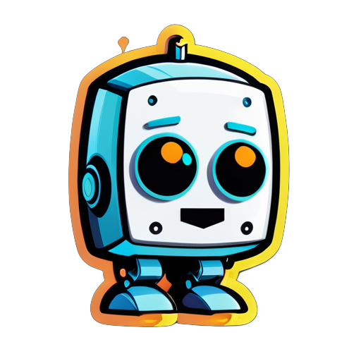 a funny robot, the robot has a face which is a screen sticker