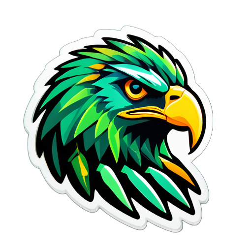 create an gaming logo of a green eagle and African prints sticker