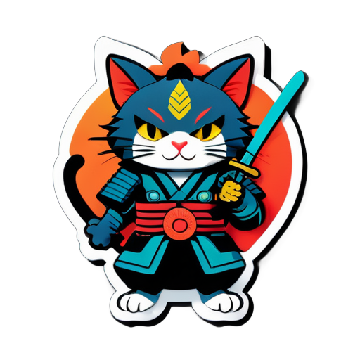 chat samouraï sticker