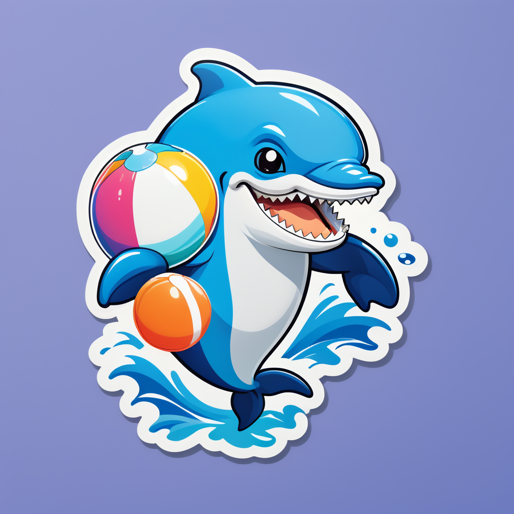 Ein Delfin mit einem Strandball in der linken Hand und einer Schnorchel in der rechten Hand sticker