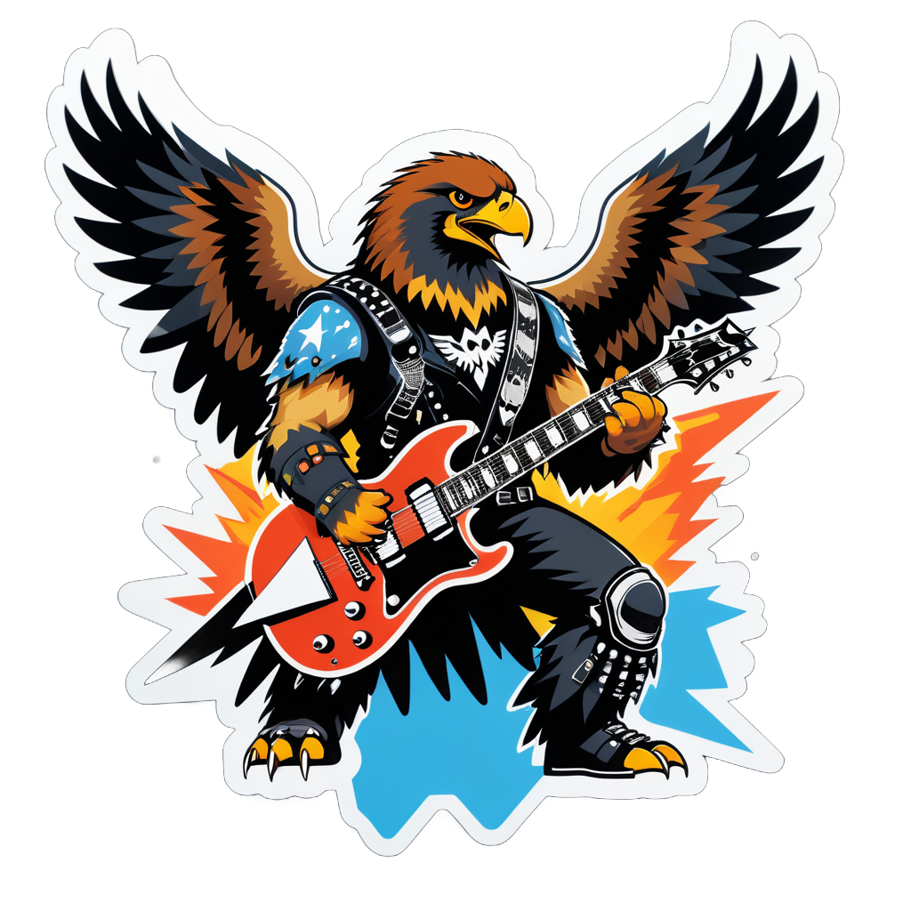 Hawk Heavy Metal với Guitar Điện sticker