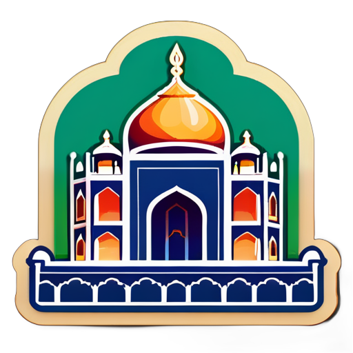 Tạo sticker của Taj Mahal với hình ảnh Babur trên đỉnh mộ sticker