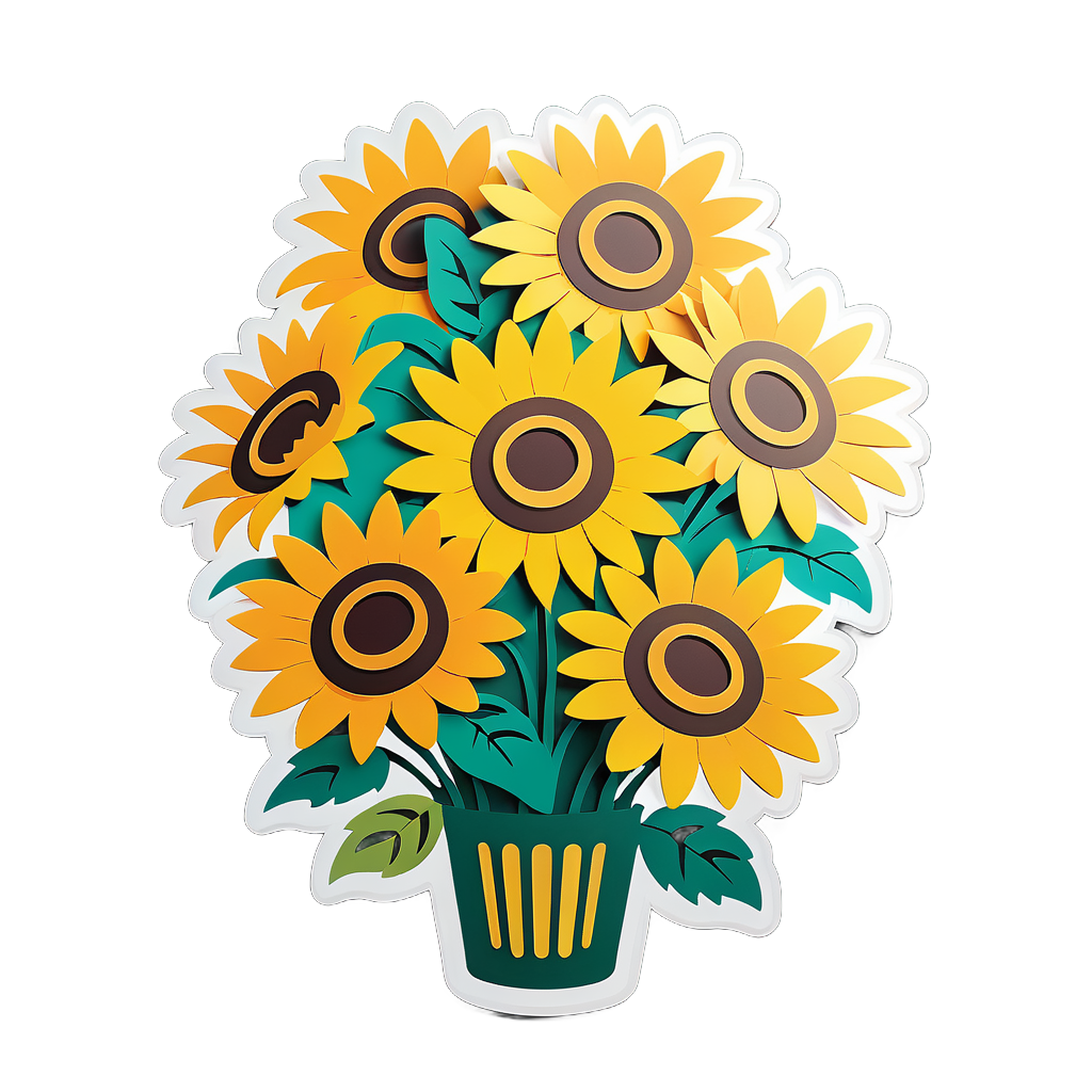 Joyful Sunflower Bouquet sticker