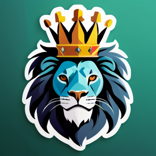 Lion with a king's crown sticker