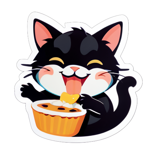 Happy eating cat sticker