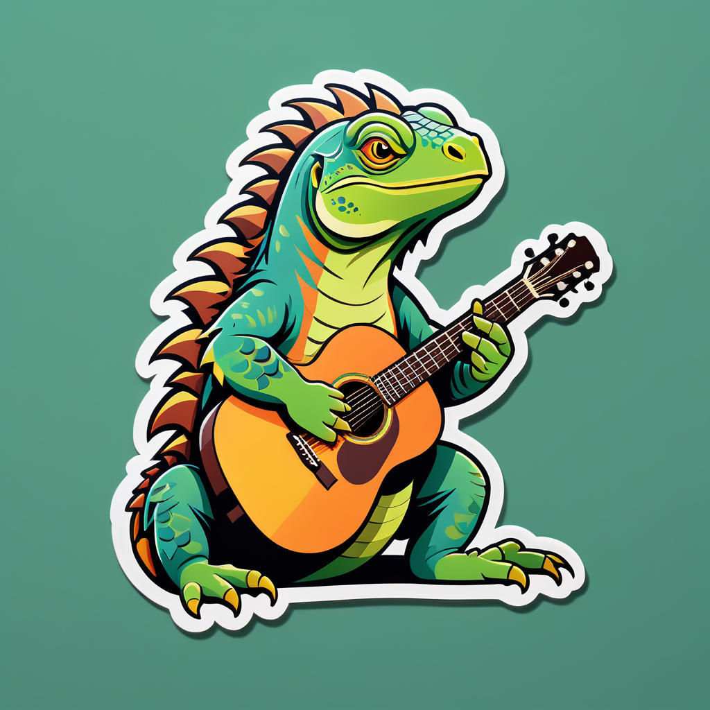 Indie Iguana với Guitar Acoustic sticker