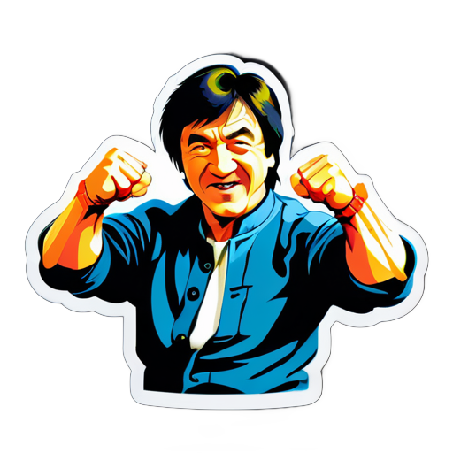 Le maître des arts martiaux, Jackie Chan, pratique le style de combat du poing ivre sticker