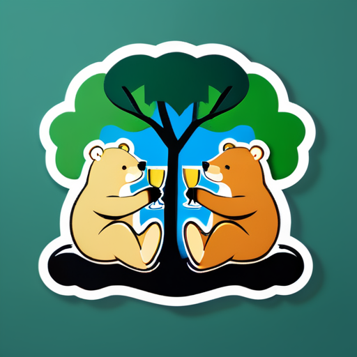 Two bears sitting in a tree drinking champagne sticker