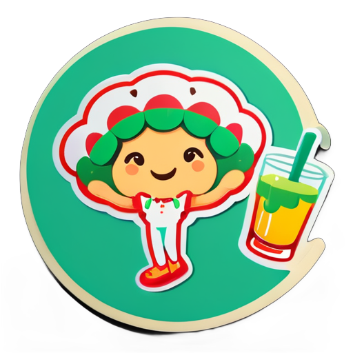 Genera un sticker de la galleta margarita con manos y pies sticker