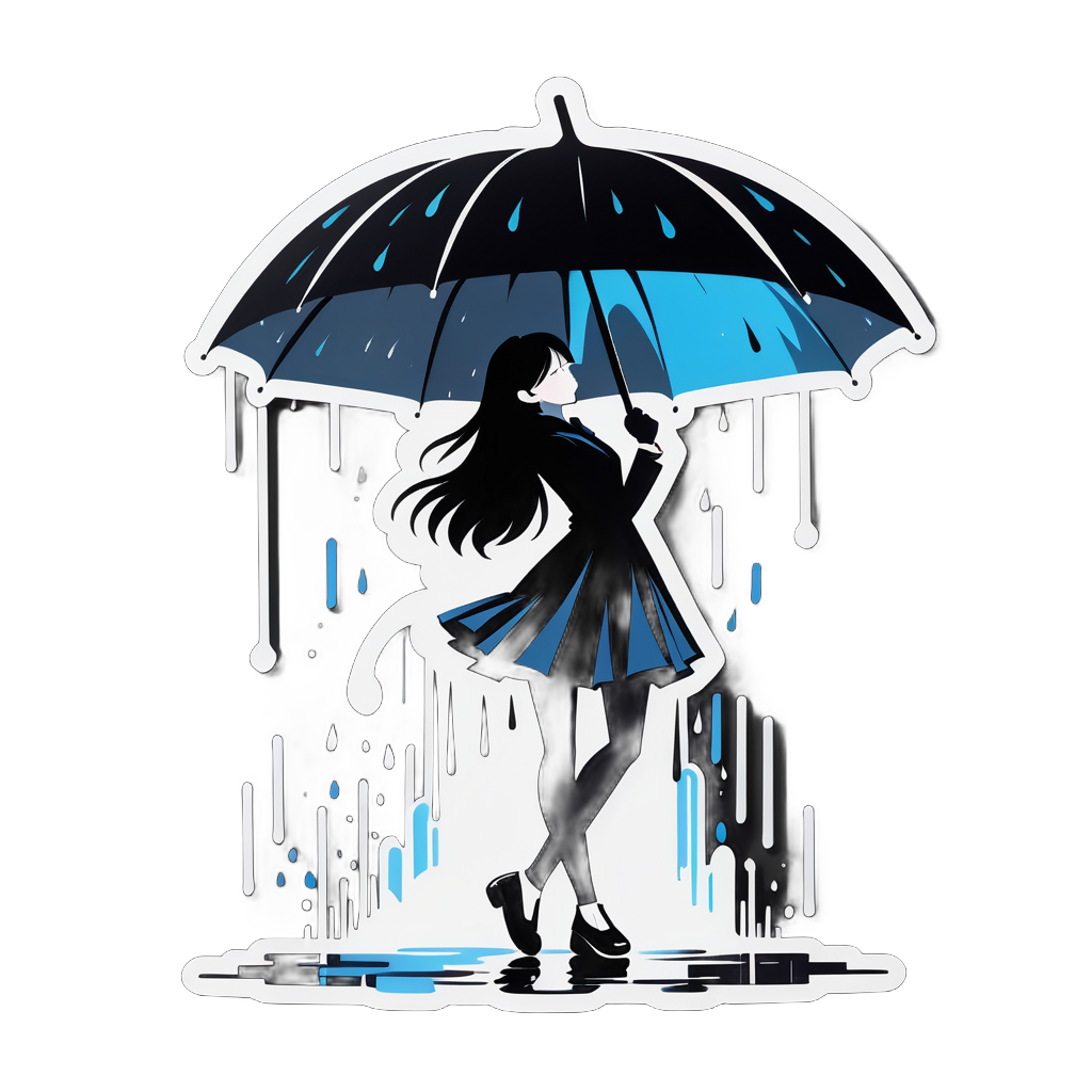 Black Umbrella Dancing in the Rain sticker