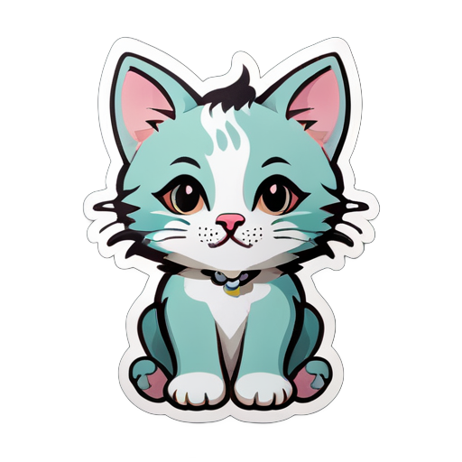 Gatito tranquilo con piercing en el septum sticker