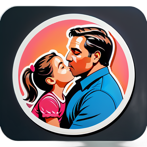 Padre besando a su hija sticker