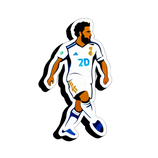 a sticker of Real Madrid FC football player, no background, minimalism