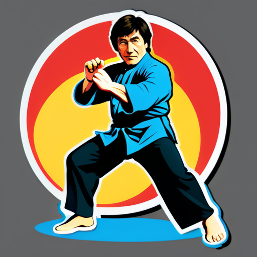 Le célèbre acteur d'arts martiaux Jackie Chan joue dans des films d'arts martiaux. sticker