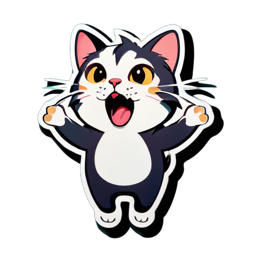 Cat moving shouting goodbye  sticker