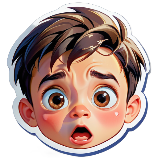 A boy making surprised face sticker