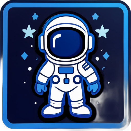 Avatar de astronauta no estilo Nintendo, desenhado em um único traço, em azul escuro sticker