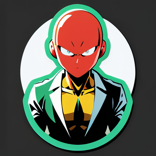 one-punch man con seguridad de red e información sticker