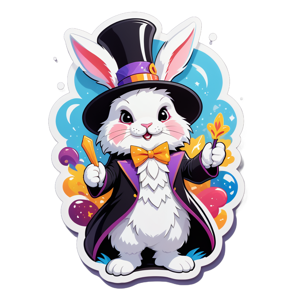 Fluffy Rabbit Magician sticker