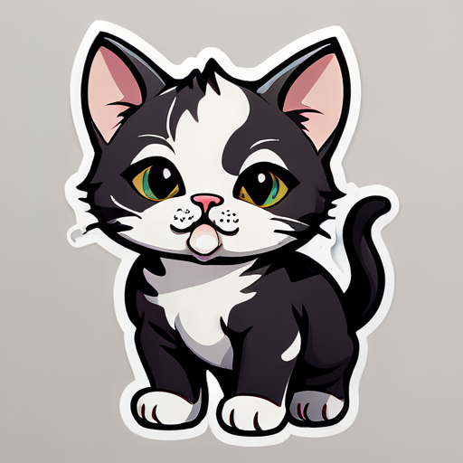 Calm full body kitten with septum piercing like a bull sticker