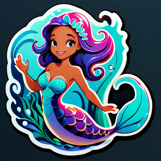 A whimsical mermaid underwater sticker