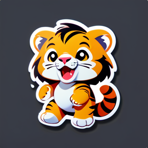 Un tigre miniature Q version animé sticker