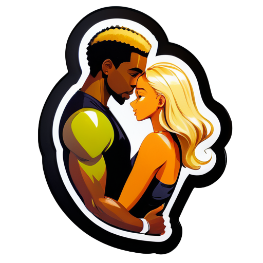 Black man and blonde girl have back sex sticker