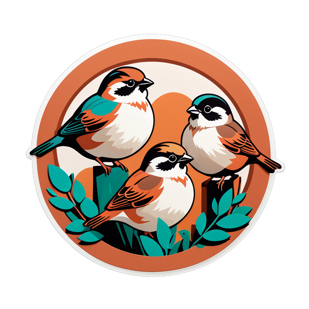 Rotund Terra Cotta Sparrows sticker