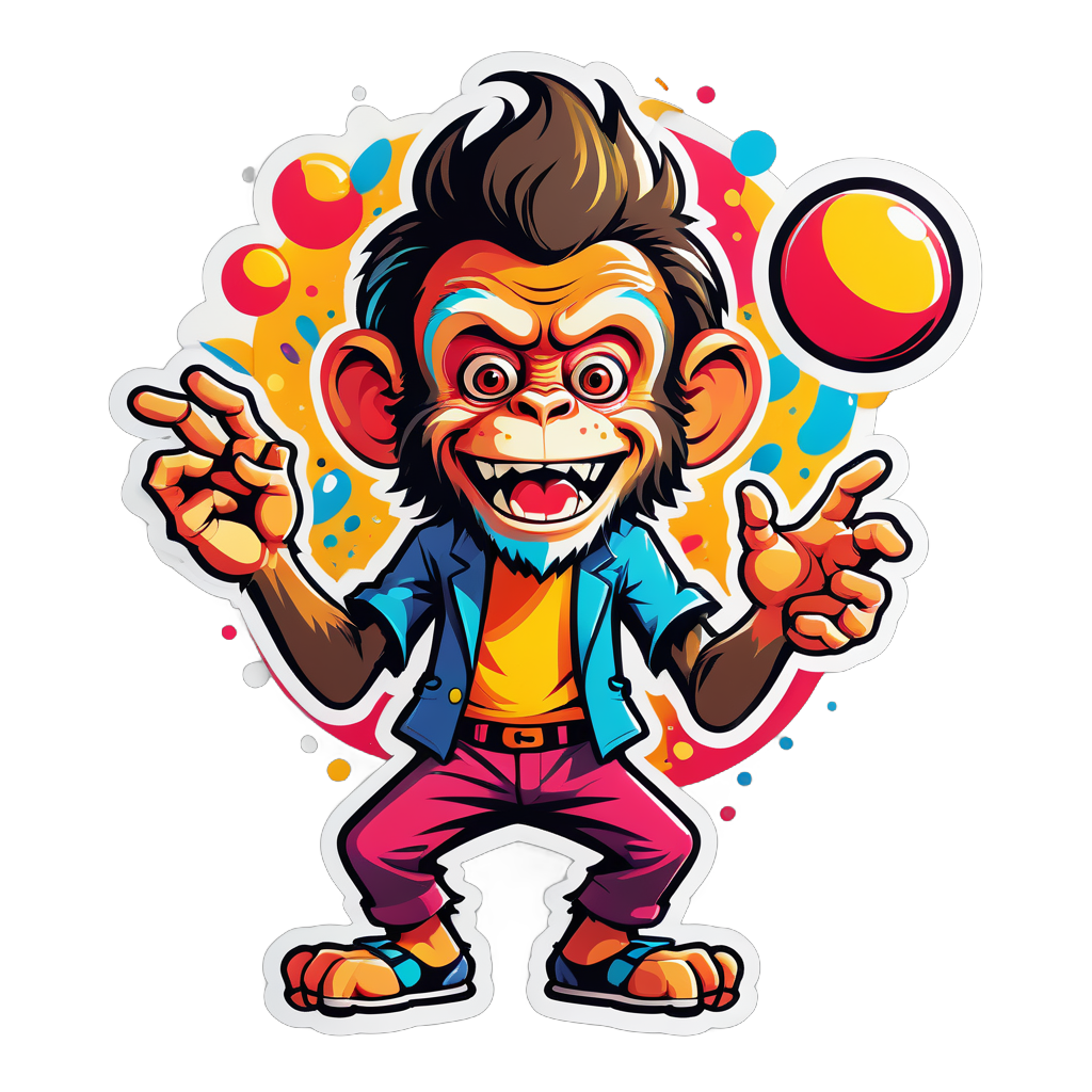 Crazy Monkey Juggler sticker