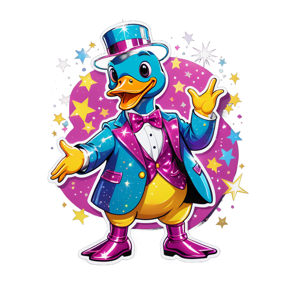 Disco Duck with Glitter Suit sticker