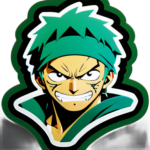 Erstelle einen Zoro aus einem Sticker von One Piece sticker