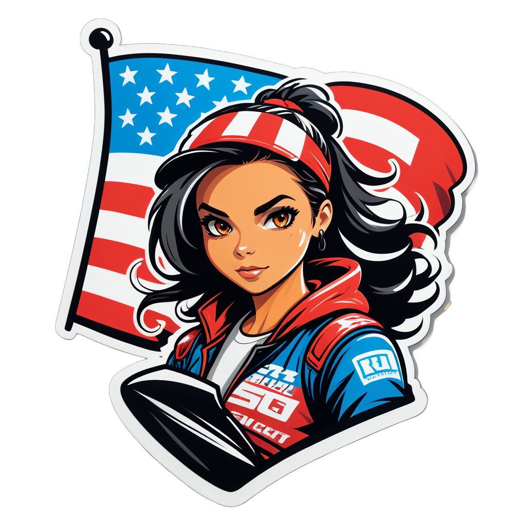 Street Racing Flag Girl sticker