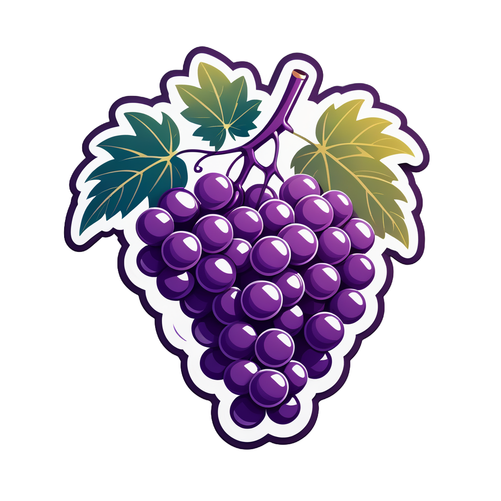 Purple Grape Clustering on the Vine sticker