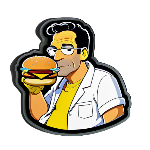 Frank Grimes from the simpsons가 섹시한 눈빛으로 햄버거를 먹는 모습 sticker