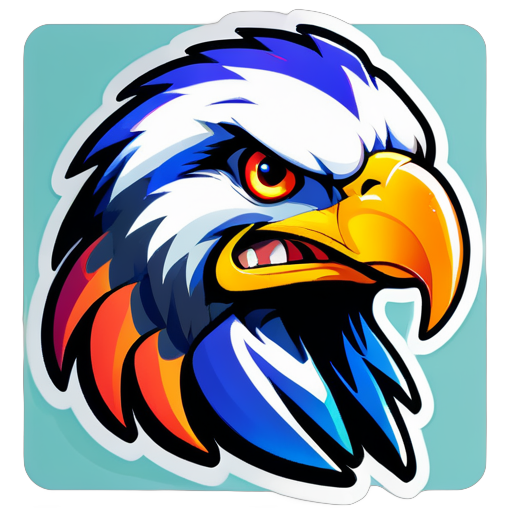 create an gaming logo of an happy eagle sticker