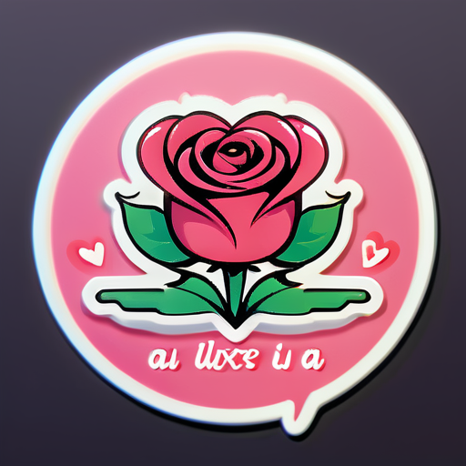 necesito una rosa con un corazón volando y en el corazón tenga un texto que diga viviana me gustas mucho sticker