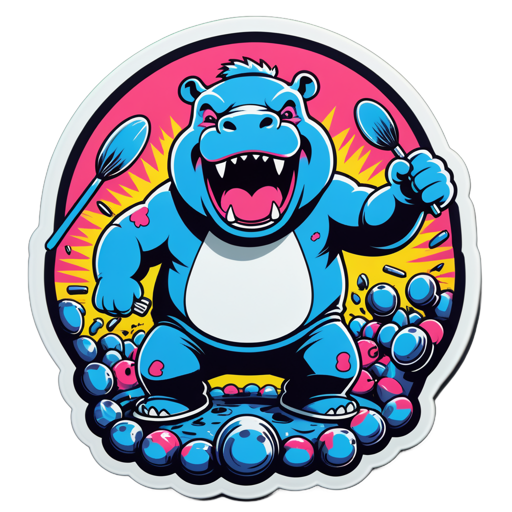 Hardcore Hippo with Mosh Pit sticker