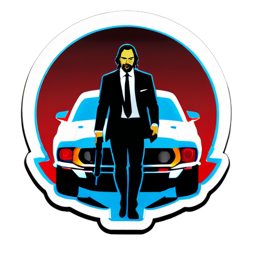 "Hitman" ford mustang stand behind john wick sticker