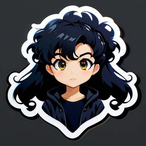 Anime cheveux bouclés noirs sticker