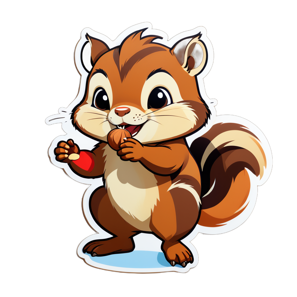 Brown Chipmunk Storing Nuts sticker