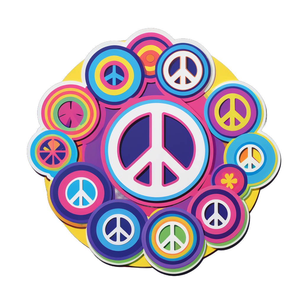 Groovy Peace Symbols sticker